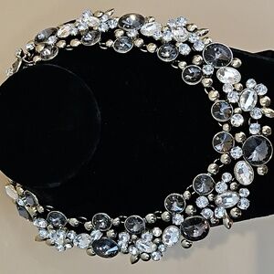 STUNNING Black White and Gold Rhinestone necklace